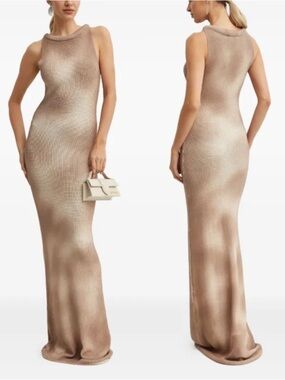 NEW AYA MUSE celes dress in plum white knit maxi medium